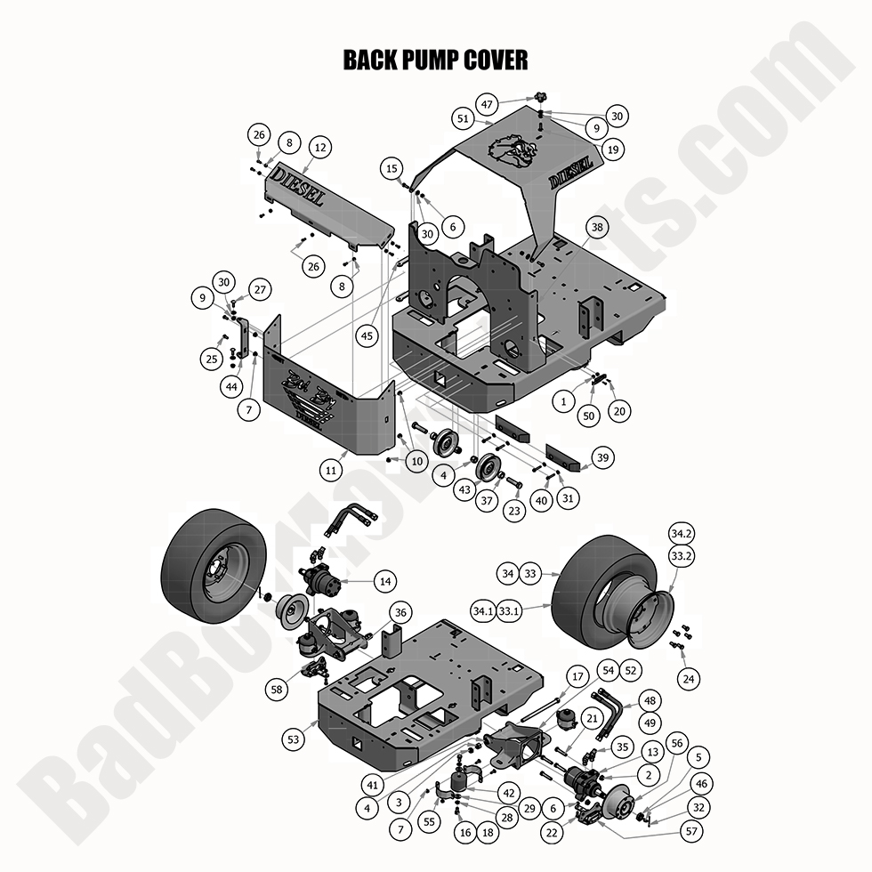2355 - Bad Boy Mower Parts Lookup > 2019 > Diesel - 1500cc > Back Pump Cover